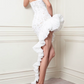Glam Strapless White Homecoming Dress Lace Ruffles Sheath Halter Birthday Dress D0223