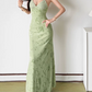 Robe de bal de princesse bustier à volants en satin long, robe de soirée C8117