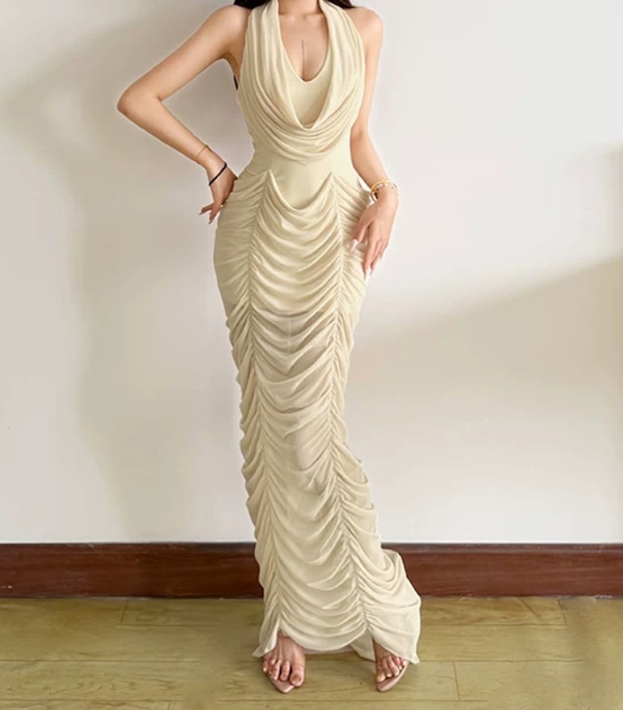 Nouvelle robe longue d'été élégante de style français pour femme C7992