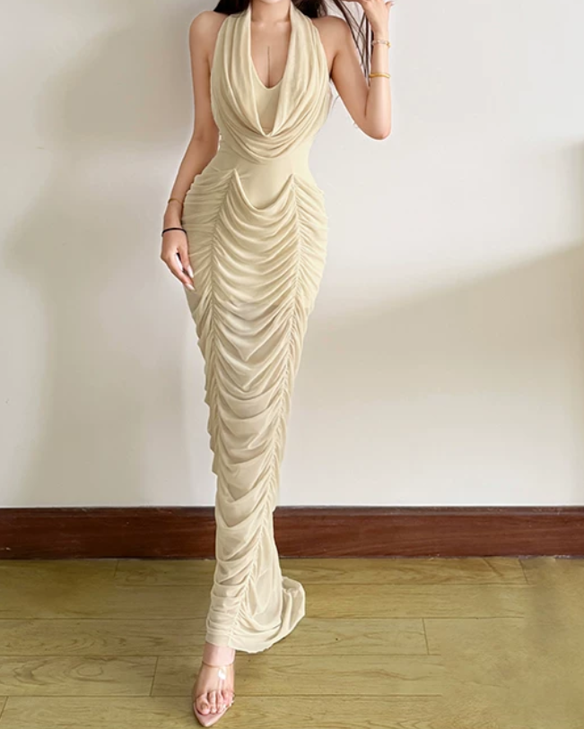 Nouvelle robe longue d'été élégante de style français pour femme C7992
