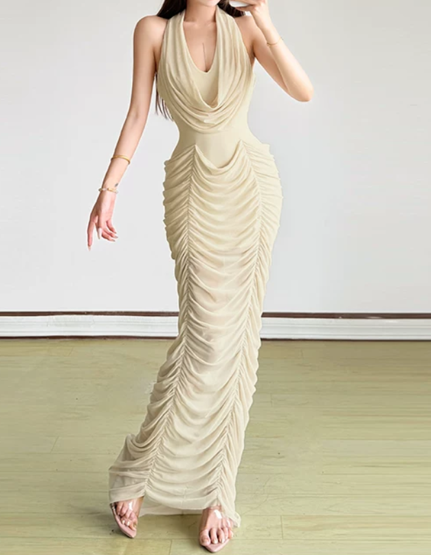 Nouvelle robe longue d'été élégante de style français pour femme C7992