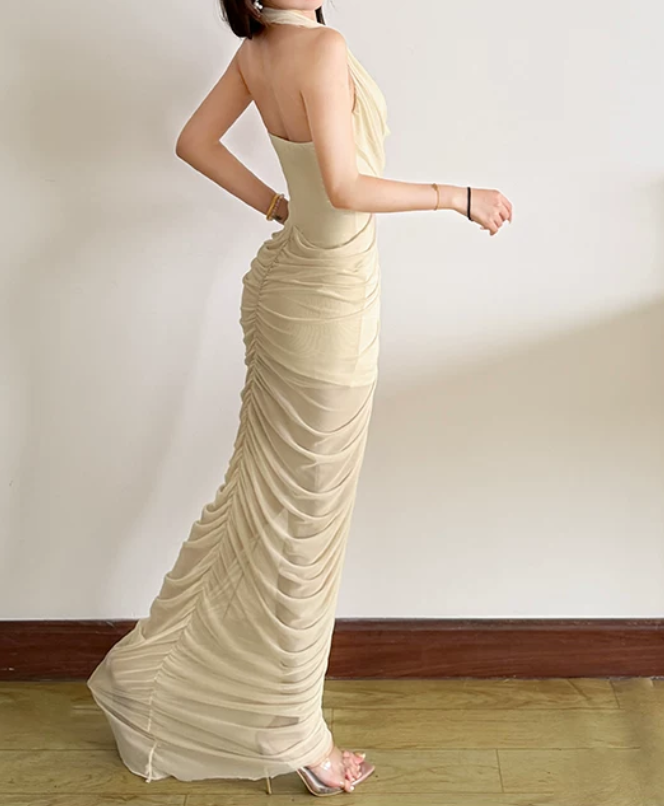 Nouvelle robe longue d'été élégante de style français pour femme C7992
