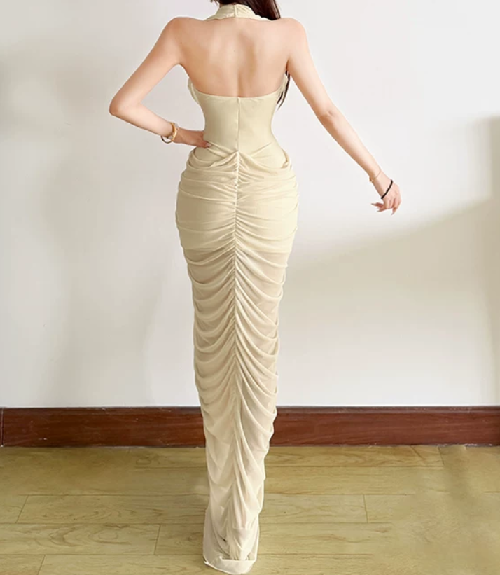 Nouvelle robe longue d'été élégante de style français pour femme C7992