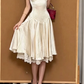 Mini robe de soirée en satin, sans bretelles, sans manches, ligne a, simple, C899