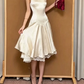 Mini robe de soirée en satin, sans bretelles, sans manches, ligne a, simple, C899
