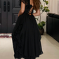 Charming Square Neck Prom Dress Black Lace A-Line Evening Dress D0233