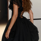 Charming Square Neck Prom Dress Black Lace A-Line Evening Dress D0233