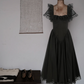 Charming Square Neck Prom Dress Black Lace A-Line Evening Dress D0233