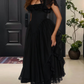 Charming Square Neck Prom Dress Black Lace A-Line Evening Dress D0233