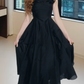 Gothic High Collar Sleeveless Prom Dress Black Lace A-Line Evening Dress D0234