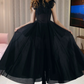 Gothic High Collar Sleeveless Prom Dress Black Lace A-Line Evening Dress D0234