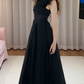 Gothic High Collar Sleeveless Prom Dress Black Lace A-Line Evening Dress D0234
