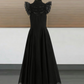 Gothic High Collar Sleeveless Prom Dress Black Lace A-Line Evening Dress D0234