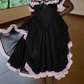 Sweet Square Neck Prom Dress Black Ruffled Lace A-Line Evening Dress D0237