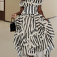 Attractive Off The Shoulder Prom Dress Black & White Stripes A-Line Evening Dress D0240