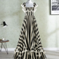 Attractive Off The Shoulder Prom Dress Black & White Stripes A-Line Evening Dress D0240