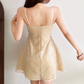Unique Spaghetti Straps Homecoming Dress Beige Sequins A-Line Birthday Dress D0243