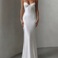 Elegant Spaghetti Straps Prom Dress White Mermaid Evening Dress D0246