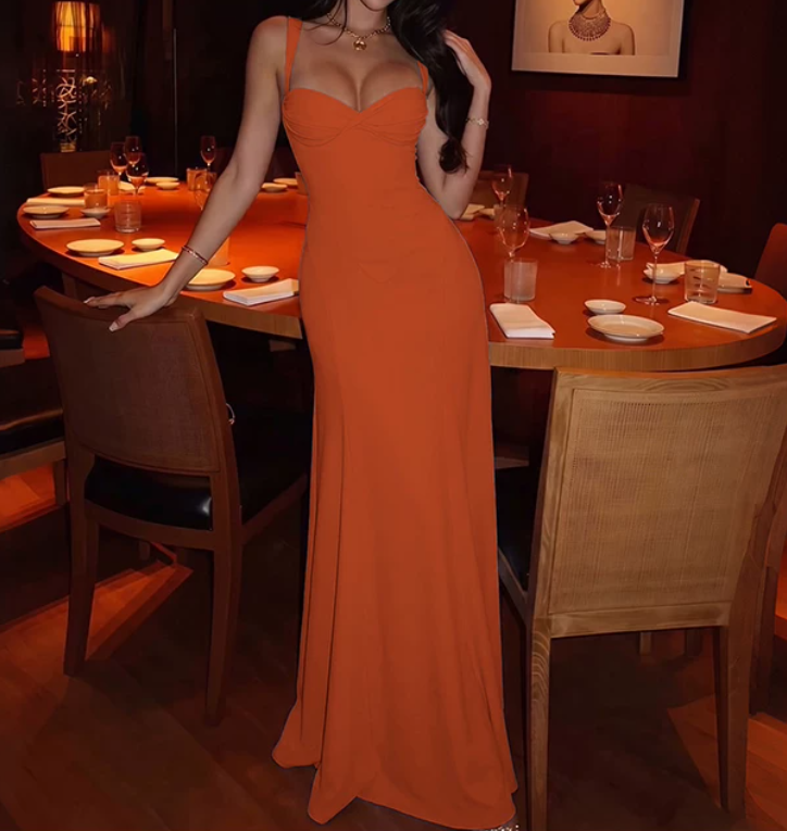 Simple Spaghetti Straps Prom Dress Mermaid Evening Dress D0247