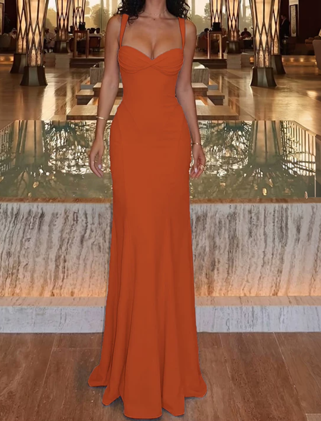 Simple Spaghetti Straps Prom Dress Mermaid Evening Dress D0247