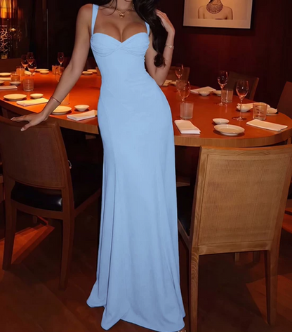 Simple Spaghetti Straps Prom Dress Mermaid Evening Dress D0247