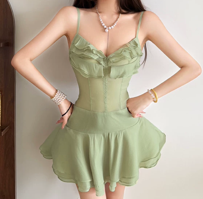 Robe courte d'été pour femme, style français, collection 2026, référence C8003
