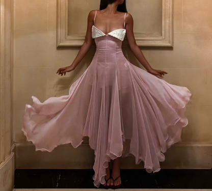 Nouvelle robe longue d'été élégante de style français pour femme C7992