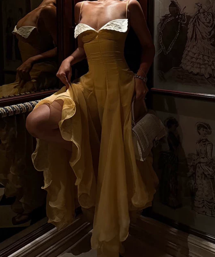 Nouvelle robe longue d'été élégante de style français pour femme C7992