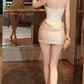 Mini robe de soirée en satin, sans bretelles, sans manches, ligne a, simple, C899