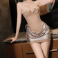 Mini robe de soirée en satin, sans bretelles, sans manches, ligne a, simple, C899
