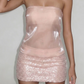 Shiny Strapless Pink Homecoming Dress Sequins Sheath Birthday Dress D0255