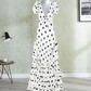 Robe de bal de princesse bustier à volants en satin long, robe de soirée C8117