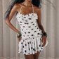 Unique Polka Dots Homecoming Dress Ruffles Backless Halter A-Line Birthday Dress D0258