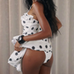 Unique Polka Dots Homecoming Dress Ruffles Backless Halter A-Line Birthday Dress D0258