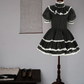 Chic High Collar Lace Black Homecoming Dress Short Sleeve Tiered A-Line Birthday Dress D0263