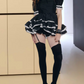 Chic High Collar Lace Black Homecoming Dress Short Sleeve Tiered A-Line Birthday Dress D0263