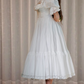 Graceful Square Neck Prom Dress White Ruffles Lace A-Line Evening Dress D0264