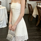 Mini robe de soirée en satin, sans bretelles, sans manches, ligne a, simple, C899