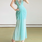 Robe de bal de princesse bustier à volants en satin long, robe de soirée C8117