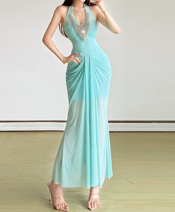 Robe de bal de princesse bustier à volants en satin long, robe de soirée C8117