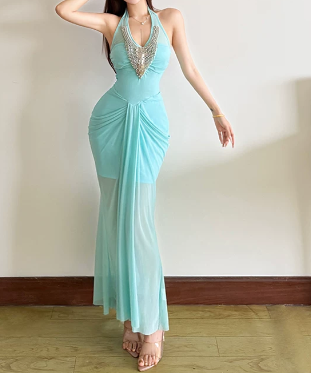 Robe de bal de princesse bustier à volants en satin long, robe de soirée C8117