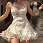 Mini robe de soirée en satin, sans bretelles, sans manches, ligne a, simple, C899