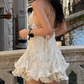 Mini robe de soirée en satin, sans bretelles, sans manches, ligne a, simple, C899