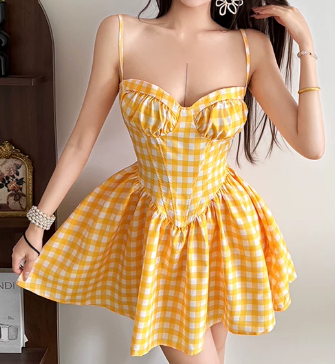 Robe courte d'été pour femme, style français, collection 2026, référence C8003