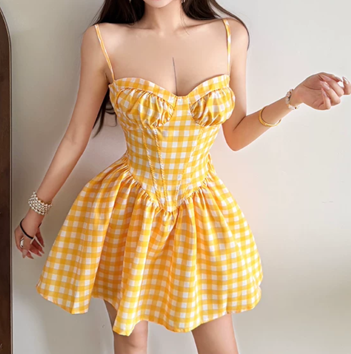 Robe courte d'été pour femme, style français, collection 2026, référence C8003