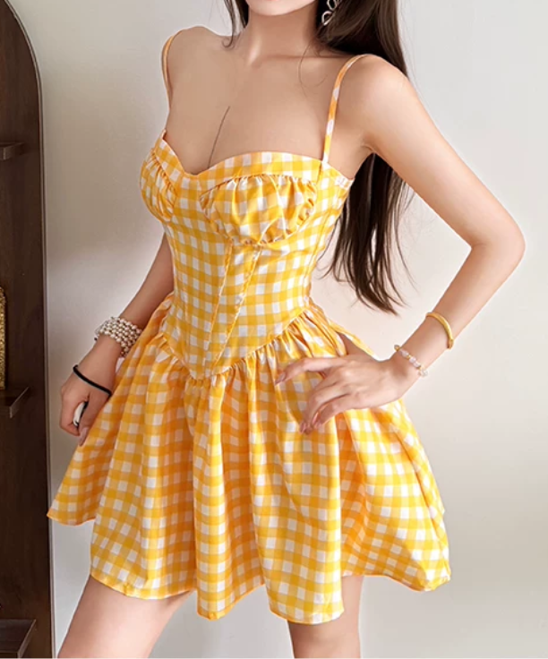 Robe courte d'été pour femme, style français, collection 2026, référence C8003