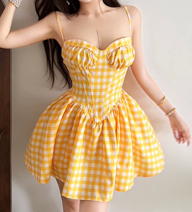 Robe courte d'été pour femme, style français, collection 2026, référence C8003