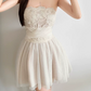 Mini robe de soirée en satin, sans bretelles, sans manches, ligne a, simple, C899