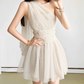 Mini robe de soirée en satin, sans bretelles, sans manches, ligne a, simple, C899