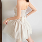 Mini robe de soirée en satin, sans bretelles, sans manches, ligne a, simple, C899